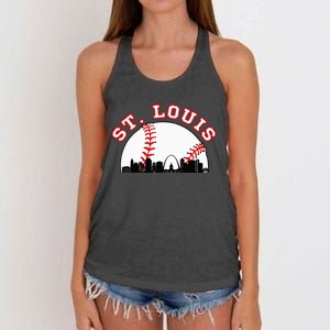 St. Louis Baseball St. Louis Mo Cityscape Stl Skyline Women's Knotted Racerback Tank