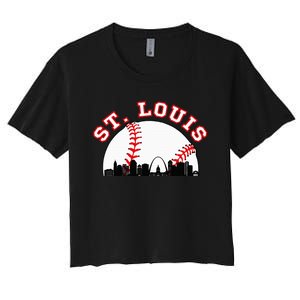 St. Louis Baseball St. Louis Mo Cityscape Stl Skyline Women's Crop Top Tee