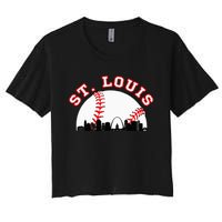 St. Louis Baseball St. Louis Mo Cityscape Stl Skyline Women's Crop Top Tee