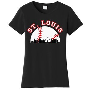 St. Louis Baseball St. Louis Mo Cityscape Stl Skyline Women's T-Shirt