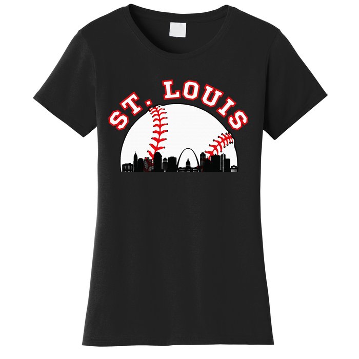 St. Louis Baseball St. Louis Mo Cityscape Stl Skyline Women's T-Shirt