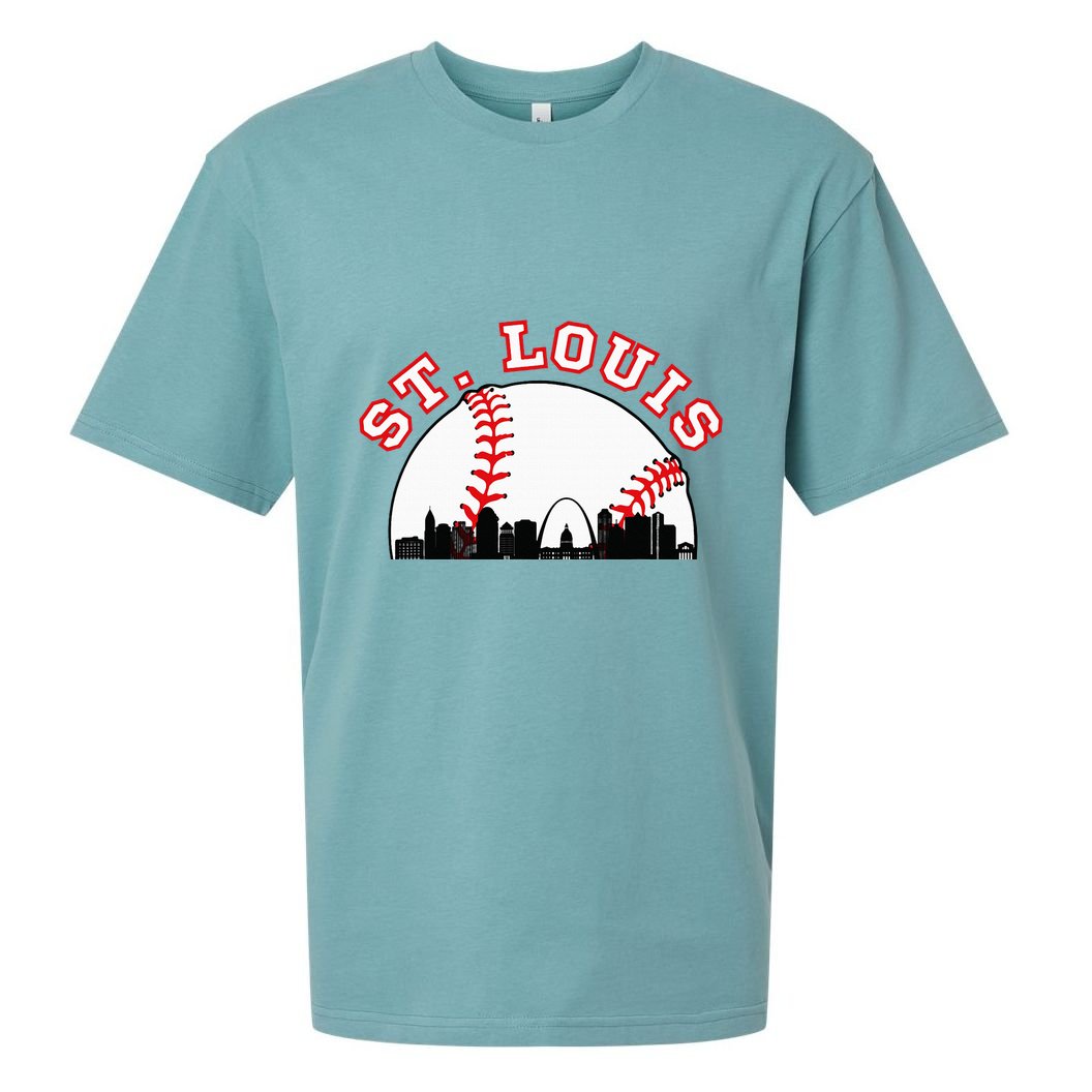 St. Louis Baseball St. Louis Mo Cityscape Stl Skyline Sueded Cloud Jersey T-Shirt