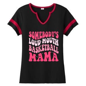 Somebodys Loudmouth Basketball Mama Mothers Day Groovy Ladies Halftime Notch Neck Tee