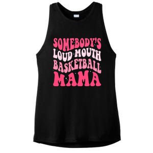 Somebodys Loudmouth Basketball Mama Mothers Day Groovy Ladies PosiCharge Tri-Blend Wicking Tank