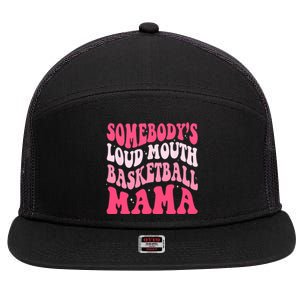 Somebodys Loudmouth Basketball Mama Mothers Day Groovy 7 Panel Mesh Trucker Snapback Hat