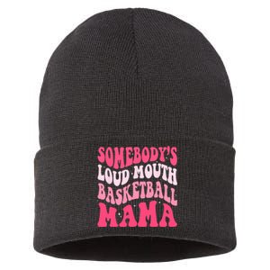 Somebodys Loudmouth Basketball Mama Mothers Day Groovy Sustainable Knit Beanie