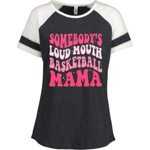 Somebodys Loudmouth Basketball Mama Mothers Day Groovy Enza Ladies Jersey Colorblock Tee