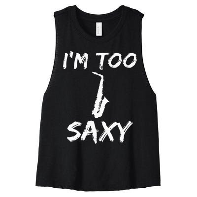 Saxophone Lover Birthday Christmas Gift Idea Women's Racerback Cropped Tank