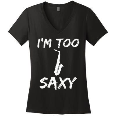 Saxophone Lover Birthday Christmas Gift Idea Women's V-Neck T-Shirt