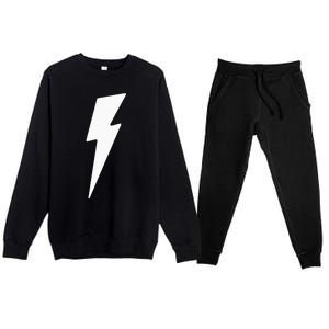 Simple Lightning Bolt In White Thunder Bolt Graphic Premium Crewneck Sweatsuit Set