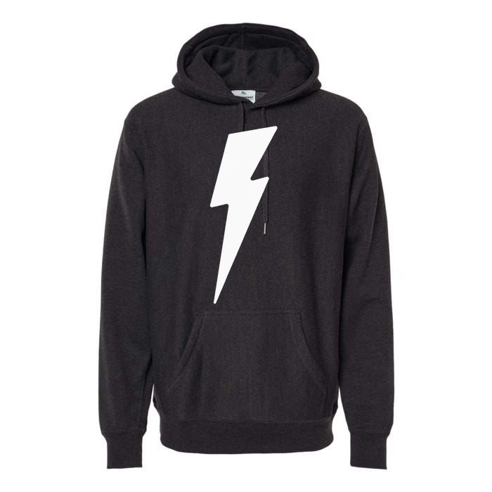 Simple Lightning Bolt In White Thunder Bolt Graphic Premium Hoodie