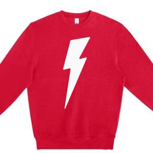 Simple Lightning Bolt In White Thunder Bolt Graphic Premium Crewneck Sweatshirt