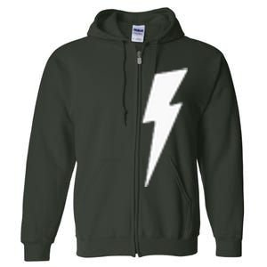 Simple Lightning Bolt In White Thunder Bolt Graphic Full Zip Hoodie