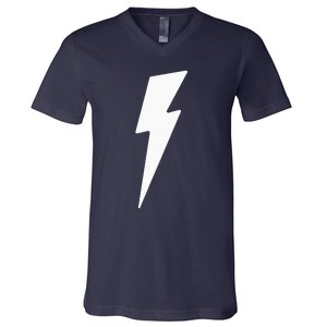 Simple Lightning Bolt In White Thunder Bolt Graphic V-Neck T-Shirt