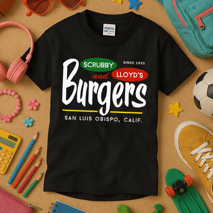 Scrubby & Lloyds Burgers San Luis Obispo California Kids T-Shirt
