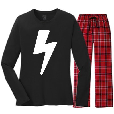 Simple Lightning Bolt In White Thunder Bolt Graphic Women's Long Sleeve Flannel Pajama Set 