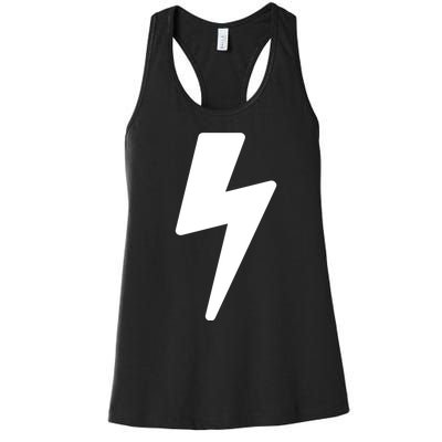 Simple Lightning Bolt In White Thunder Bolt Graphic Women's Racerback Tank