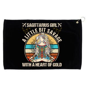 Sagittarius Little Bit Savage Birthday December Gift Grommeted Golf Towel