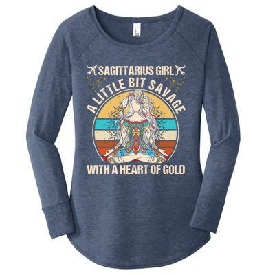 Sagittarius Little Bit Savage Birthday December Gift Women's Perfect Tri Tunic Long Sleeve Shirt