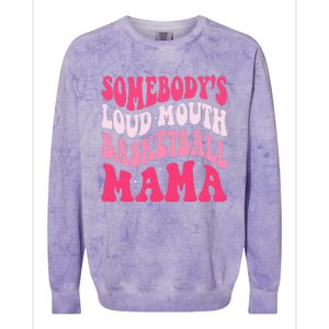 Somebody's Loudmouth Basketball Mama Mothers Day Groovy Colorblast Crewneck Sweatshirt