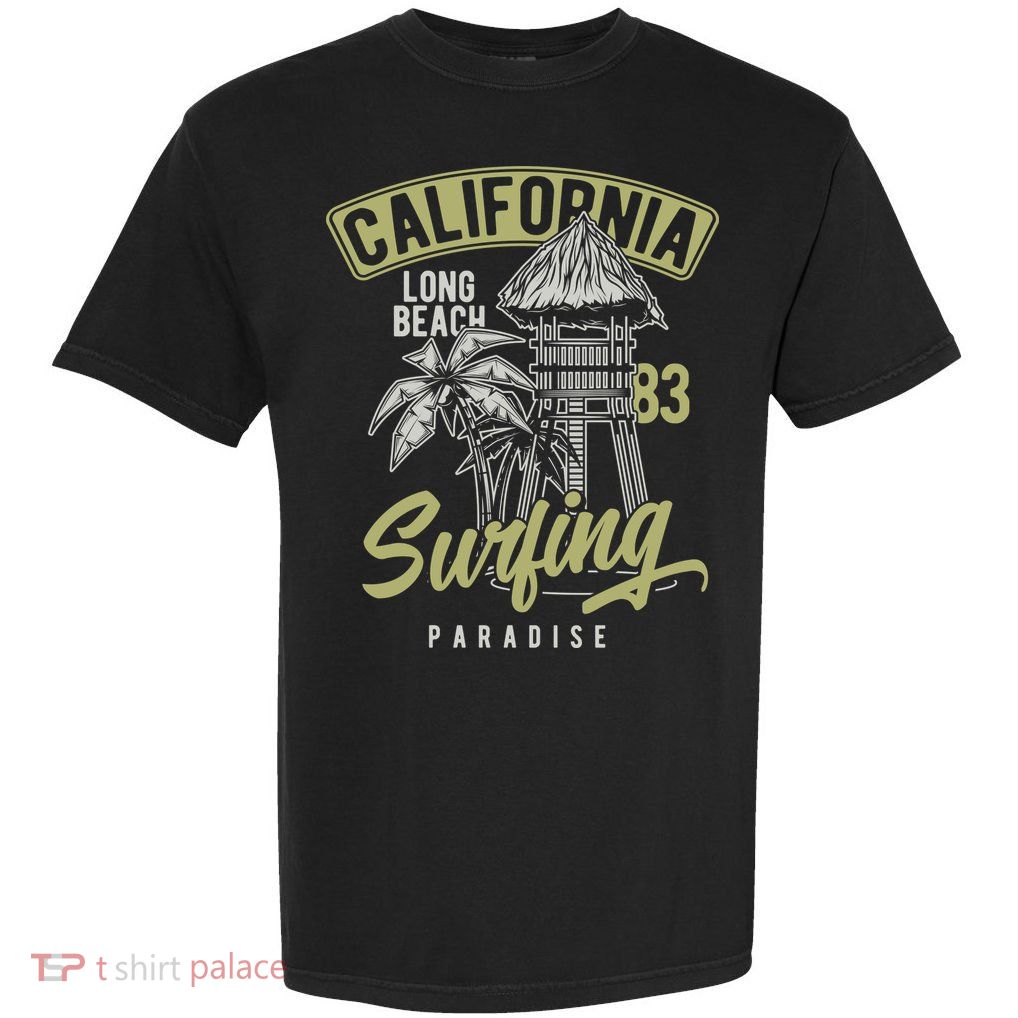 Surfing Long Beach California Garment-Dyed Heavyweight T-Shirt