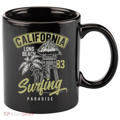Surfing Long Beach California 11oz C Handle Ceramic Mug