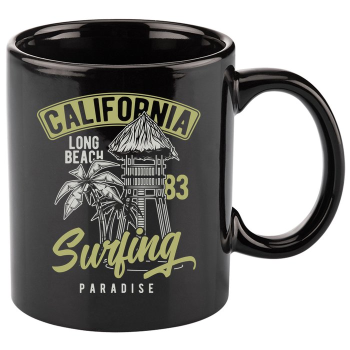 Surfing Long Beach California 11oz C Handle Ceramic Mug