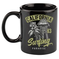 Surfing Long Beach California 11oz C Handle Ceramic Mug
