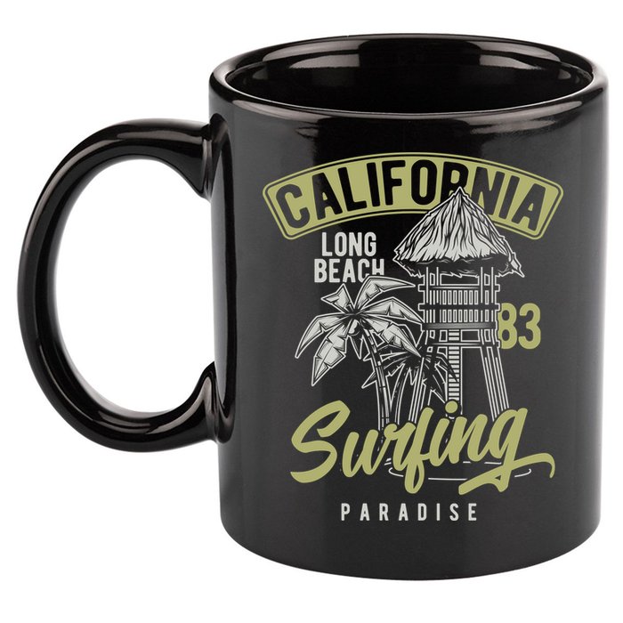 Surfing Long Beach California 11oz C Handle Ceramic Mug