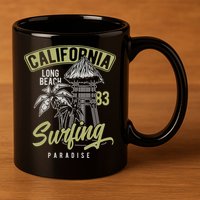 Surfing Long Beach California 11oz C Handle Ceramic Mug