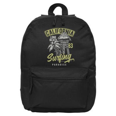 Surfing Long Beach California 16 in Basic Backpack