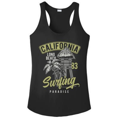Surfing Long Beach California Ladies PosiCharge Competitor Racerback Tank