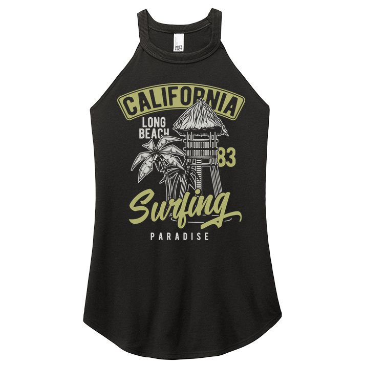 Surfing Long Beach California Women's Perfect Tri Rocker Tank