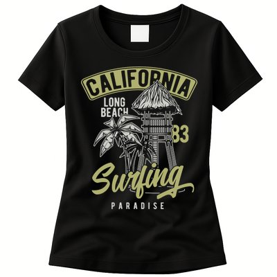 Surfing Long Beach California Womens T-Shirt