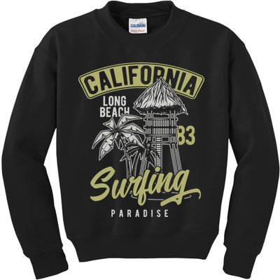 Surfing Long Beach California Kids Sweatshirt