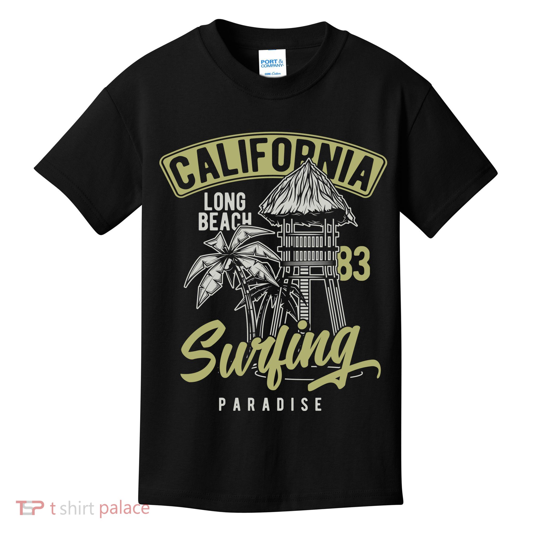 Surfing Long Beach California Kids T-Shirt
