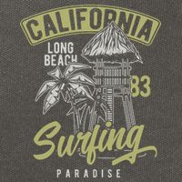 Surfing Long Beach California Cotton Canvas Backpack