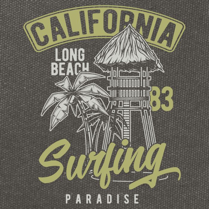 Surfing Long Beach California Cotton Canvas Backpack