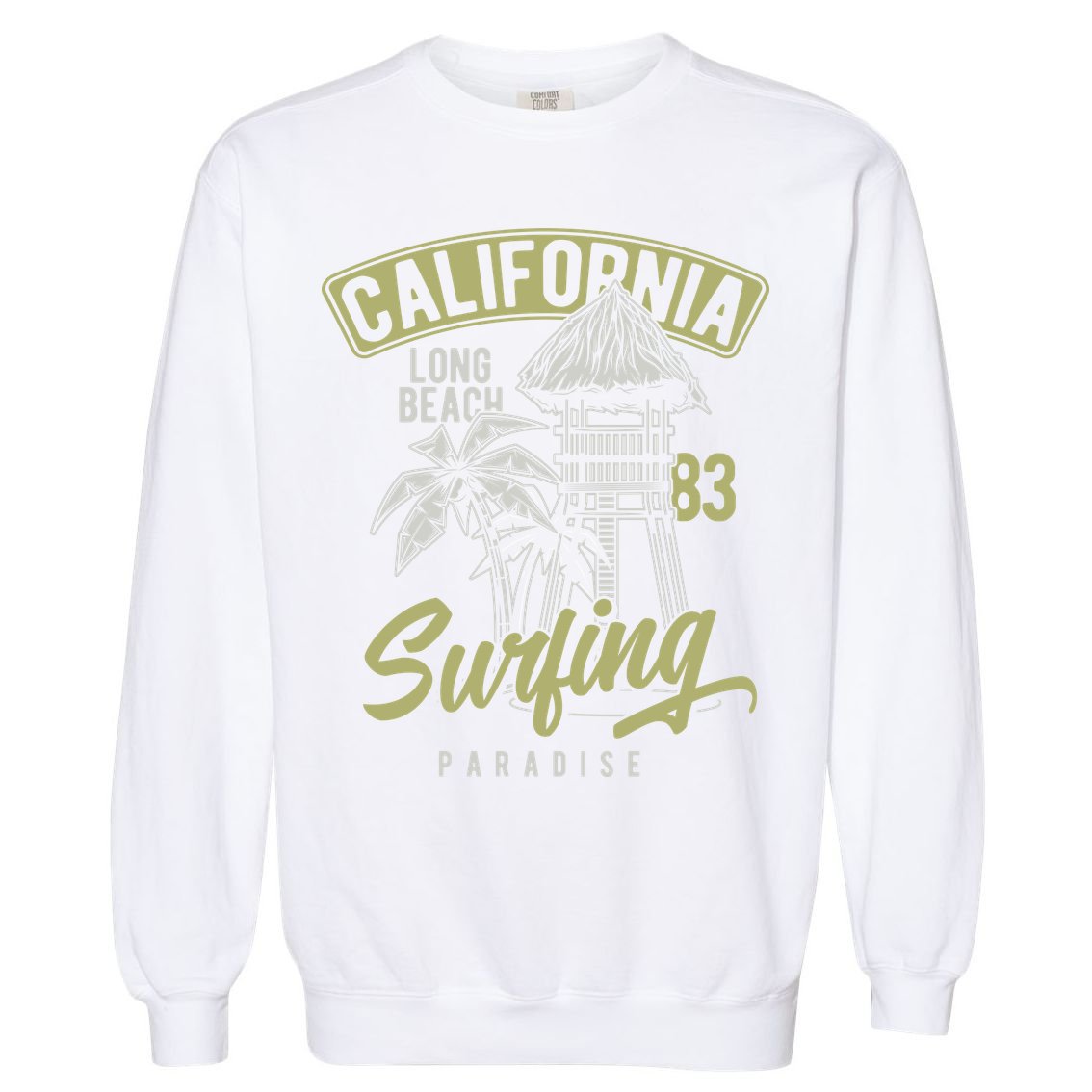 Surfing Long Beach California Garment-Dyed Sweatshirt