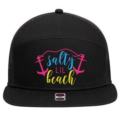 Salty Lil Beach Funny Vacation 7 Panel Mesh Trucker Snapback Hat