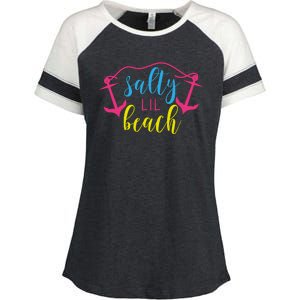 Salty Lil Beach Funny Vacation Enza Ladies Jersey Colorblock Tee