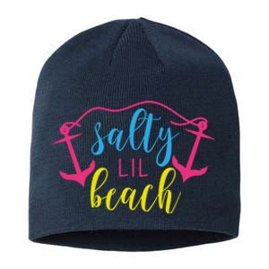 Salty Lil Beach Funny Vacation Sustainable Beanie