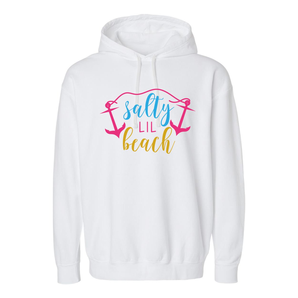 Salty Lil Beach Funny Vacation Garment-Dyed Fleece Hoodie