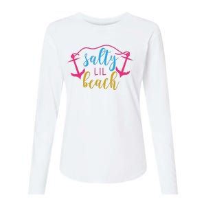 Salty Lil Beach Funny Vacation Womens Cotton Relaxed Long Sleeve T-Shirt