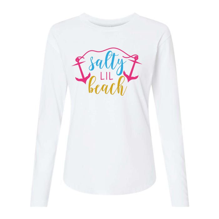 Salty Lil Beach Funny Vacation Womens Cotton Relaxed Long Sleeve T-Shirt