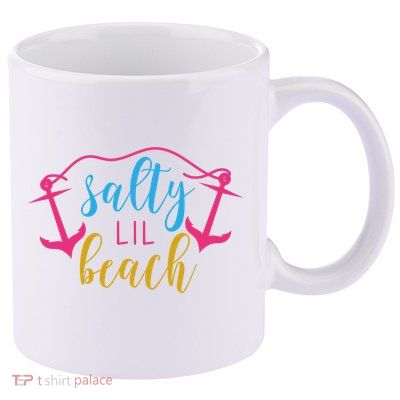 Salty Lil Beach Funny Vacation 11oz C Handle Ceramic Mug