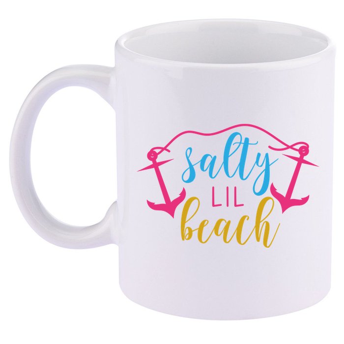 Salty Lil Beach Funny Vacation 11oz C Handle Ceramic Mug