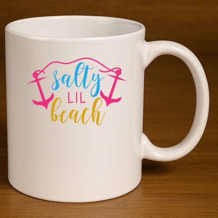 Salty Lil Beach Funny Vacation 11oz C Handle Ceramic Mug