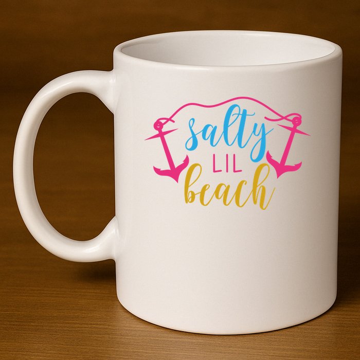 Salty Lil Beach Funny Vacation 11oz C Handle Ceramic Mug
