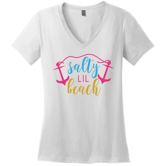 Salty Lil Beach Funny Vacation Women's V-Neck T-Shirt